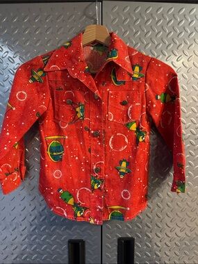 Source Unknown Red Space Rocket Button-Down Shirt
